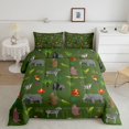 thumbnail image 2 of Manfei Jungle Elephant Full Size Comforter Sets, Kawaii Wildfife Bedding Comforter Set, Green, Black Reversible, 3pcs, 1 Comforter and 2 Pillowcases, 2 of 7