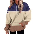 thumbnail image 3 of Scyoekwg Women'S Sweatshirts Fall Hoodies Loose Hooded Drawstring Sweatshirt Pocket Color Block Graphic Sweatshirt Long Sleeve Pullover Tops Trendy Dressy Casual Pullover(Navy,L), 3 of 5