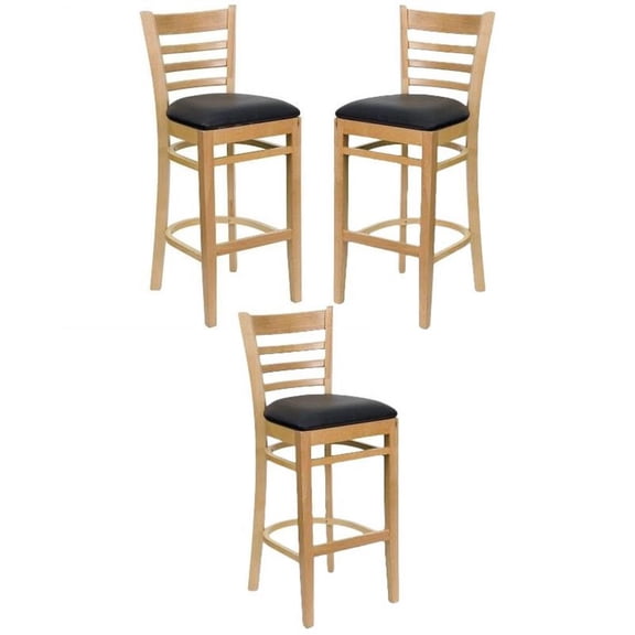 Home Square 31" Restaurant Bar Stool with Black Seat - Set of 3
