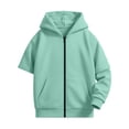 thumbnail image 4 of Girls Hoodie Full Zip Jackets Unisex Lightweight Casual Sweatshirts with Zip off Sleeve Convertible Kids Green Hoodie Size 5-15 Years, 4 of 8