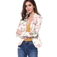 thumbnail image 2 of Chaqueta Tipo Blazer Informal Con Solapa De Muesca Y Manga Larga Para Mujer Blanco-floral XL, 2 of 6