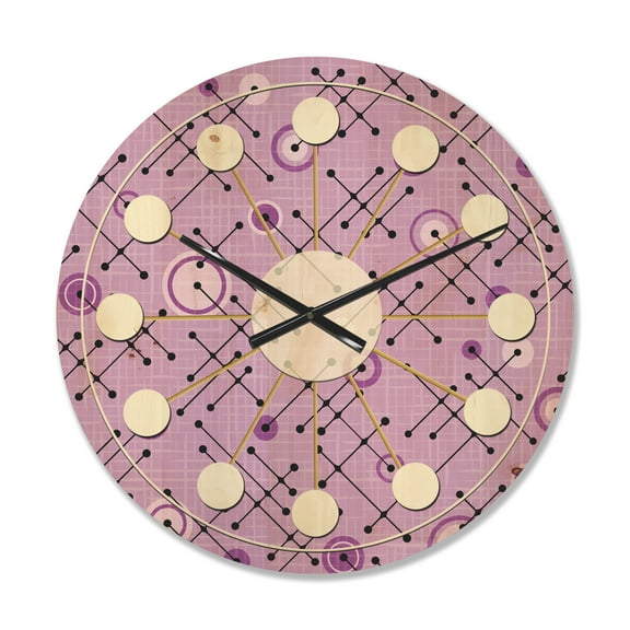 Designart '1950 Retro Pattern Shapes III' Mid-Century Modern Wood Wall Clock