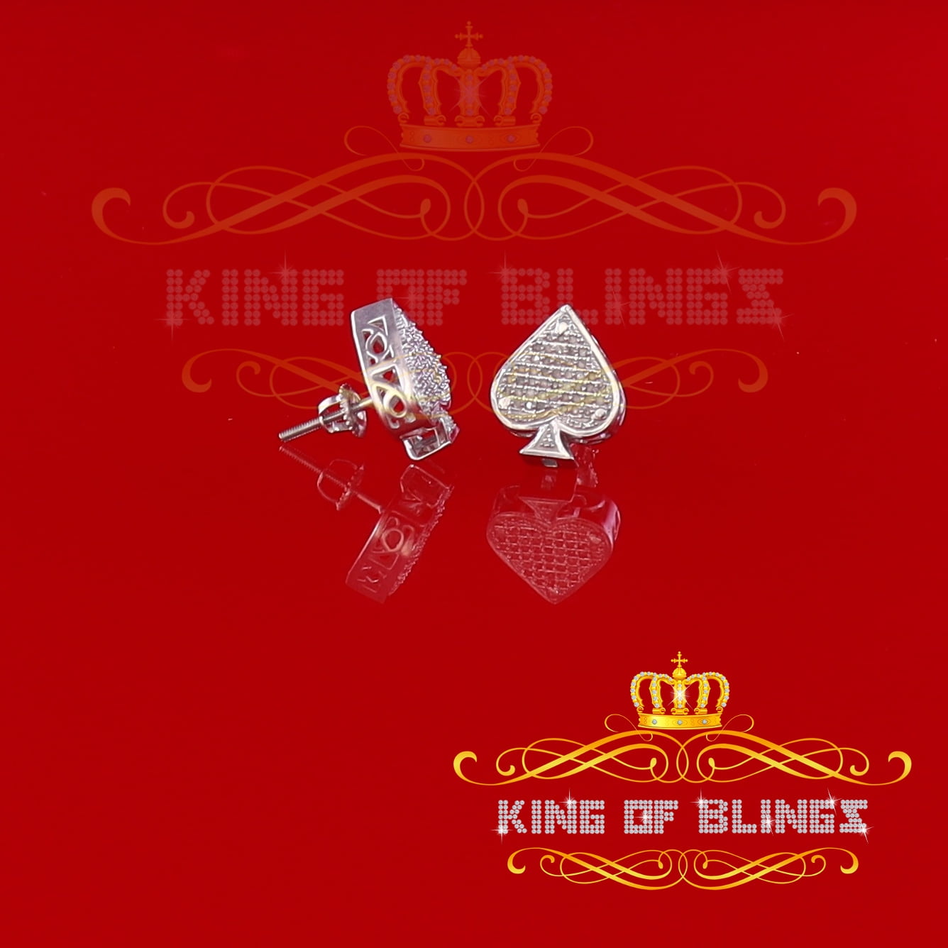 King of Bling's 925 Sterling Silver White 0.20ct Diamond For Women's / Men's Stud Heart Earring