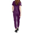 thumbnail image 2 of Tafford Active Stretch Women’s Cargo Jogger Scrub Set – Includes V-Neck Top and Elastic Jogger Pant (XX-Large, Eggplant), 2 of 6