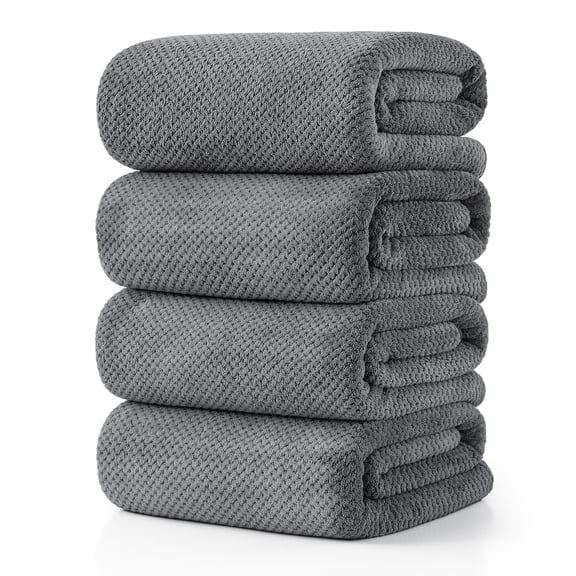 Jessy Home 4 Pack Towel Set Oversized Bath Sheet Towels 600 GSM Ultra Soft Dark Gray Bath Towels