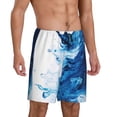 thumbnail image 2 of Naloa Blue White Fluid Art Men's Short Pajama Pants, Pj Shorts, Lounge Comfort Shorts-Small, 2 of 6