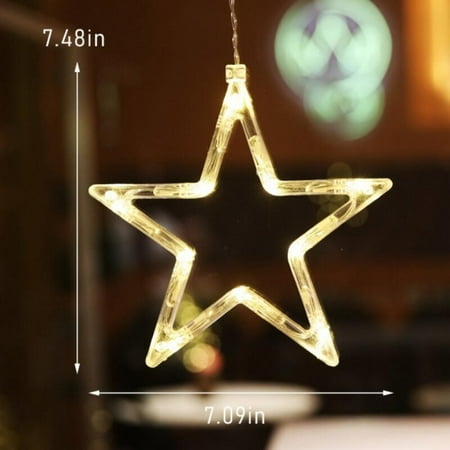 

CLEARANCE! Christmas Window Led Light with Sucker Battery Power Warm Atmosphere Hanging Ornament Festival Decoration