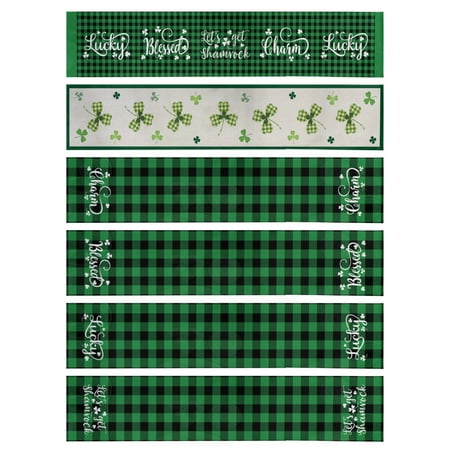 

Taqqpue St Patricks Day Decorations Table Runner on Clearance! Irish Lucky Shamrock Green Buffalo Plaid Long Burlap Tablecloth for Spring Dining Table Decoration Home Party Decor Supplies
