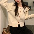 thumbnail image 4 of Cárdigan de punto de estilo dulce nuevo retro francés para otoño e invierno, tops cortos, suéter fresco y elegante que combina con todo, abrigo para mujer, 4 of 5