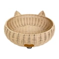 thumbnail image 1 of Cama para gatos tipo cesta tejida, ligera, de ratán PE, redonda, transpirable, ideal para el verano. M, 1 of 9