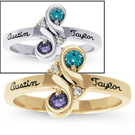 Keepsake Personalized Swirls Promise Ring with Birthstones