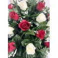 thumbnail image 4 of Door and Decor 24" Artificial Silk Red and Cream Roses Cemetery Saddle Bouquet, 4 of 5