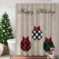 thumbnail image 4 of Happy Holidays Words on Linen Shower Curtain for Bathroom, Red Green Christmas Balls Waterproof Shower Curtains Washable Quick Dry with Hooks Bathtub Curtains 36x72IN, 4 of 9