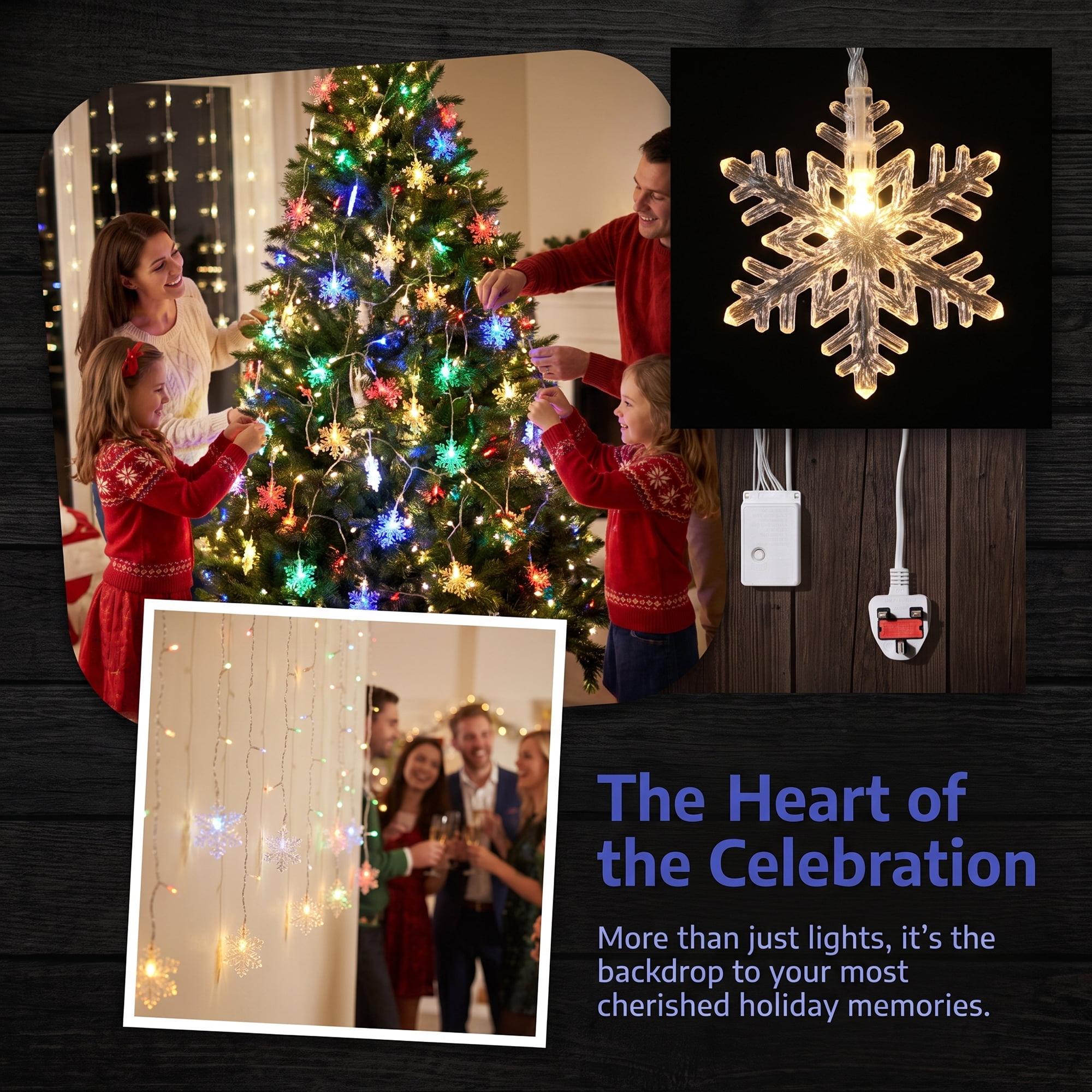 Unique Bargains Snowflake Decor Lights for Indoor 3.5 ft Colorful US Plug In Powers
