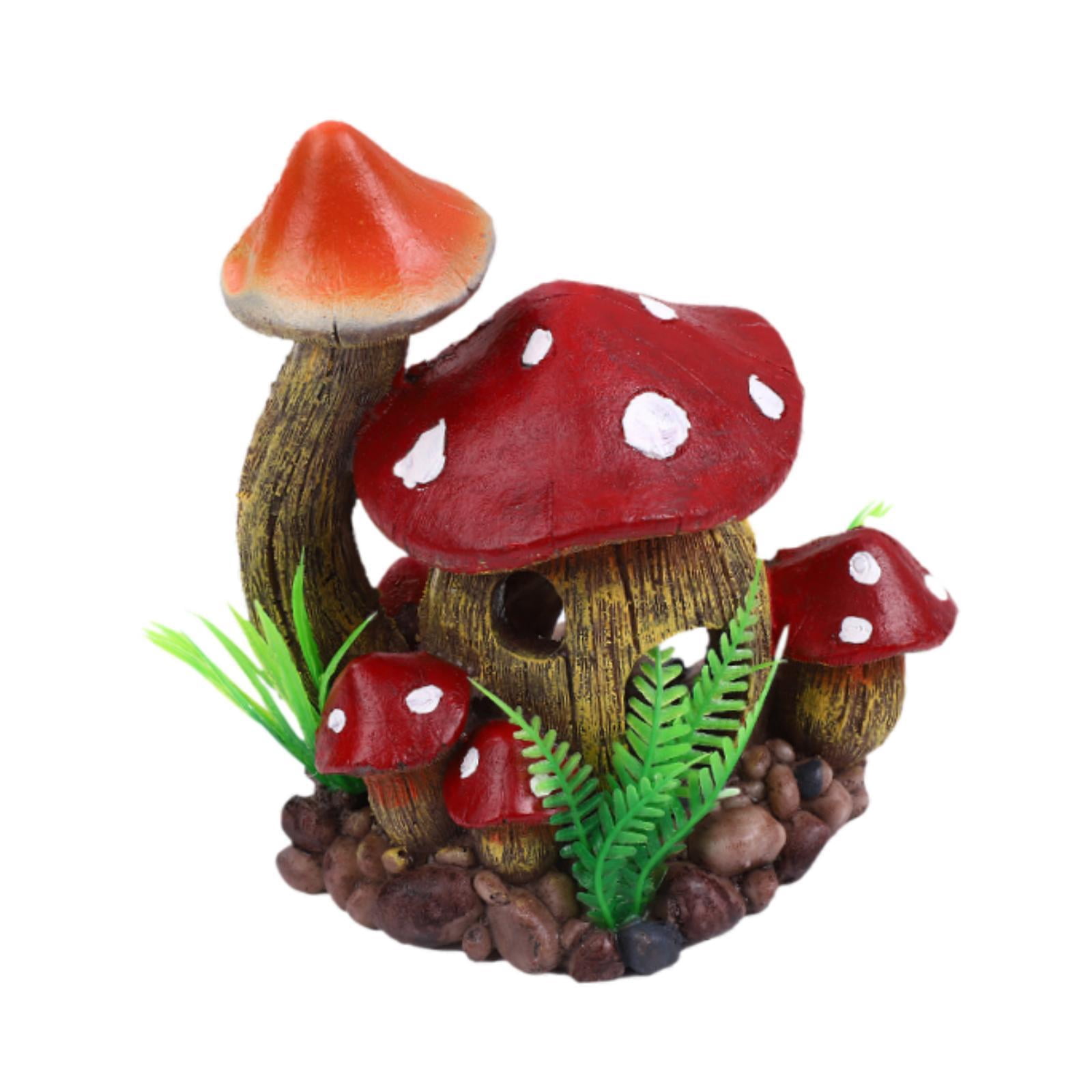 Serenable Aquarium Mushroom House,Mushroom Cottage Ornament,Fairy Garden Decorations, Tank Decoration Hideout for Shrimp Reptiles