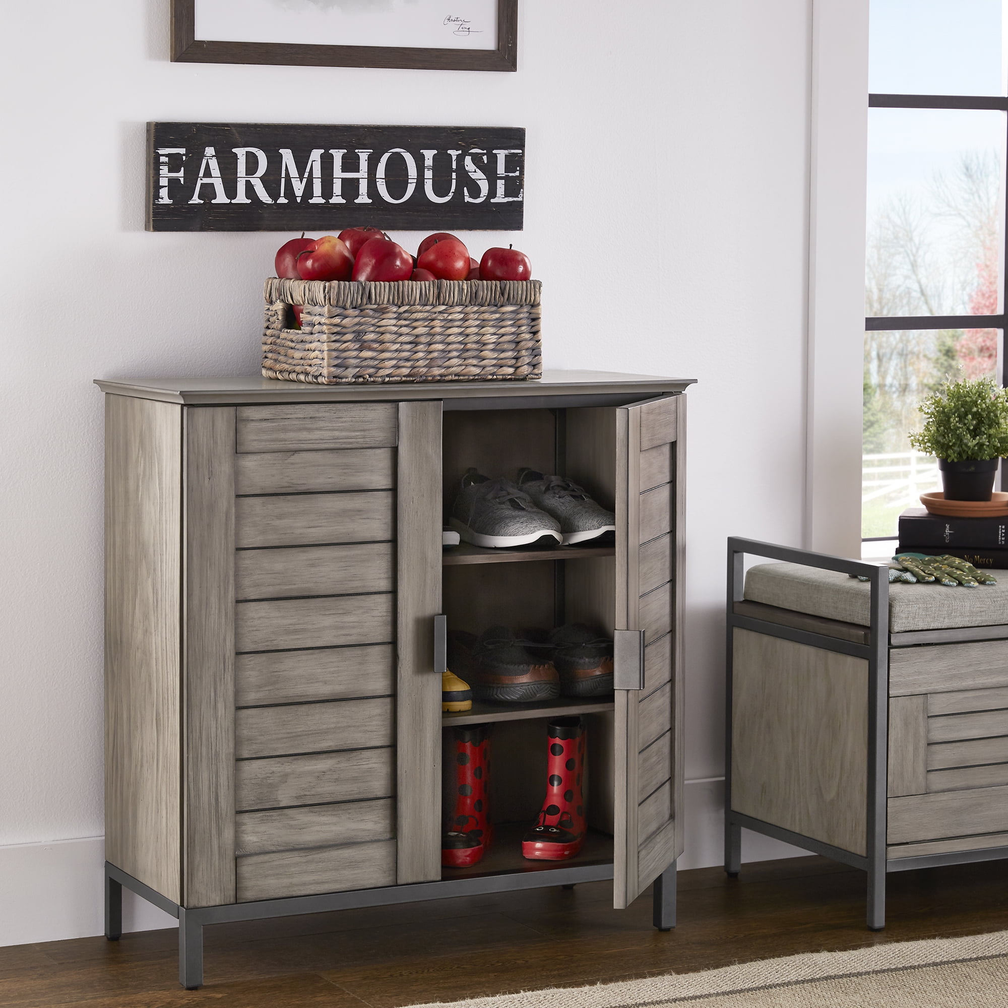 Weston Home Arron Shoe Storage Cabinet, Grey