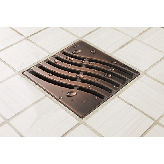 Ebbe Unique Square Shower Drain Grate Tsunami - Stainless Steel - Oil Rubbed Bronze