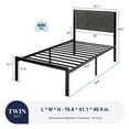 thumbnail image 7 of Allewie Twin Size Metal Platform Bed Frame with Tufted Diamond Stitched Fabric Headboard, Dark Grey, 7 of 7