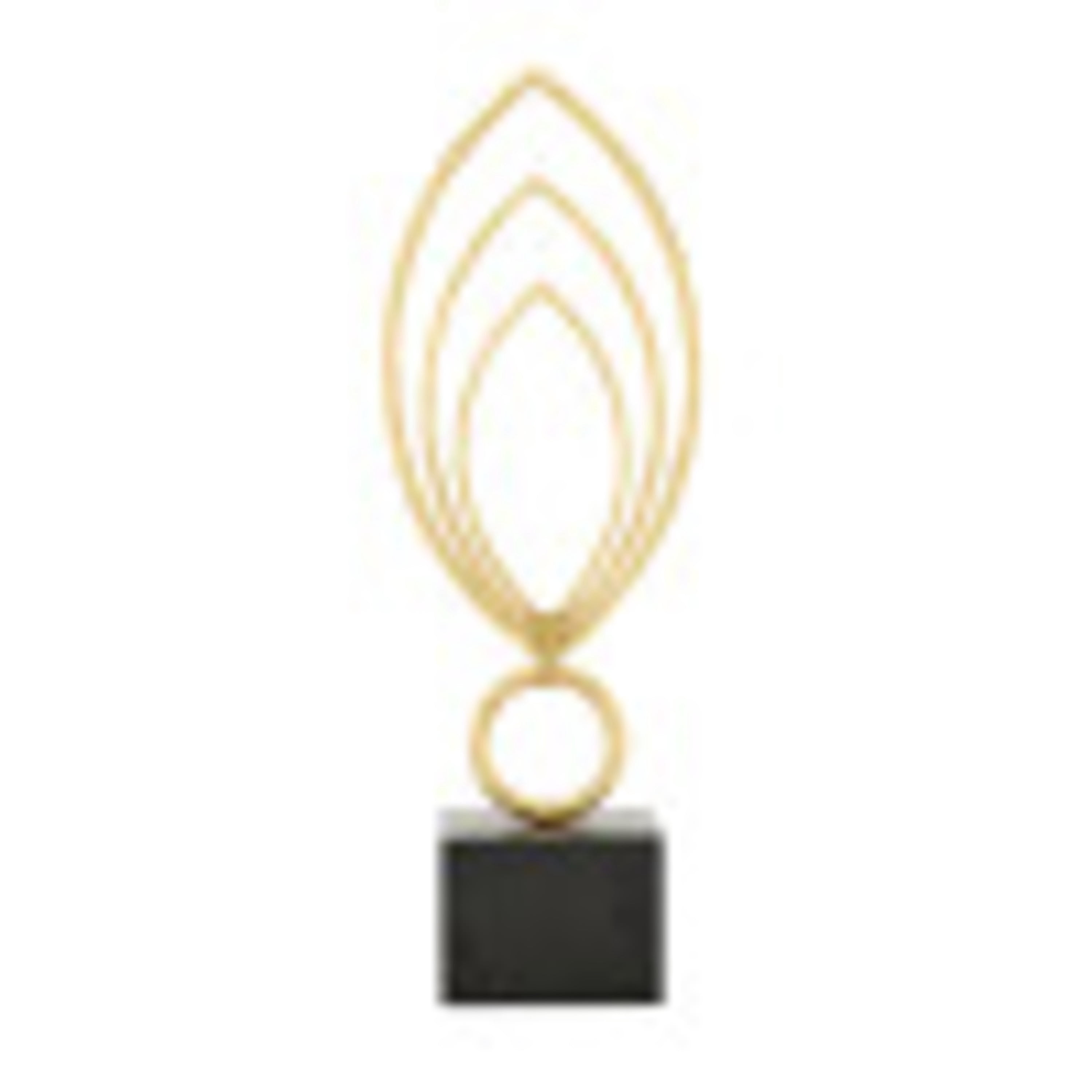8" x 24" Gold Metal Abstract Sculpture with Black Base, by CosmoLiving by Cosmopolitan