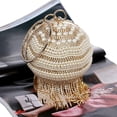 thumbnail image 7 of Evening Bag for Womens Artificial Pearl Glitter Rhinestones Tassel Round Ball Clutch Purse Handbag, 7 of 7