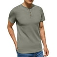 thumbnail image 4 of GIRUNS Men's Short Sleeve Waffle Henley T-Shirt Summer Casual Tee For Men, 4 of 6
