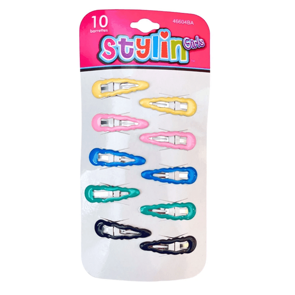 10 Pack Barrettes Set, Snap Hair Clips, Durable and Easy to Use, Perfect for Everyday Wear, Pigtails, Ponytails, Bangs, Fun Mix for Young Fashionistas, Pastel Yellow, Pink, Blue, Teal, Navy