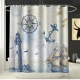 thumbnail image 2 of SPXUBZ Nautical Sailboat Shower Curtain，Lighthouse Compass Anchor Decorative Bath Curtain 72 x 72 Inch with 12 Hooks, 2 of 7
