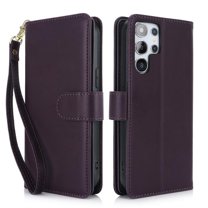 For Samsung Galaxy S25 Ultra 5G 6.9" Wallet Case Leather Magnetic Flip Cover with Card Slots, RFID Blocking, Kickstand, Anti-Drop TPU & Detachable Wrist Strap,Dark Purple,For Galaxy S25 Ultra 5G