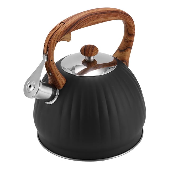 Bewildely Hervidor de agua 3.5L Calabaza de gran capacidad Caldera de calentamiento de agua de acero inoxidable con mango de nylon anti-escaldado Tapa de Barra de herramientas Negro Bewildely HA026578-02