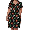thumbnail image 2 of Vestido de verano holgado con bolsillos para mujer conjunto de máscara de trébol plateado falda de noche, 2 of 6