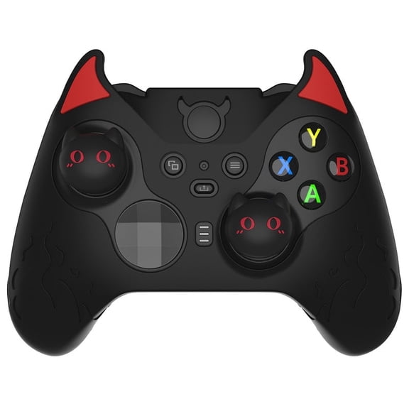 PlayVital Cute Demon Silicone Case Cover for Xbox Elite Wireless Controller Series 2, Kawaii Anti-Slip Shockproof Controller Skin Grip for Xbox Elite Series 2 Core with Thumb Grip Caps - Black