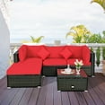 thumbnail image 4 of Costway 5PCS Outdoor Patio Rattan Furniture Set Sectional Conversation W/Red Cushions, 4 of 10