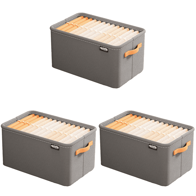 Caja de almacenamiento organizador de sujetador FLhrweasw tela vaquera plegable gris XL 3 piezas