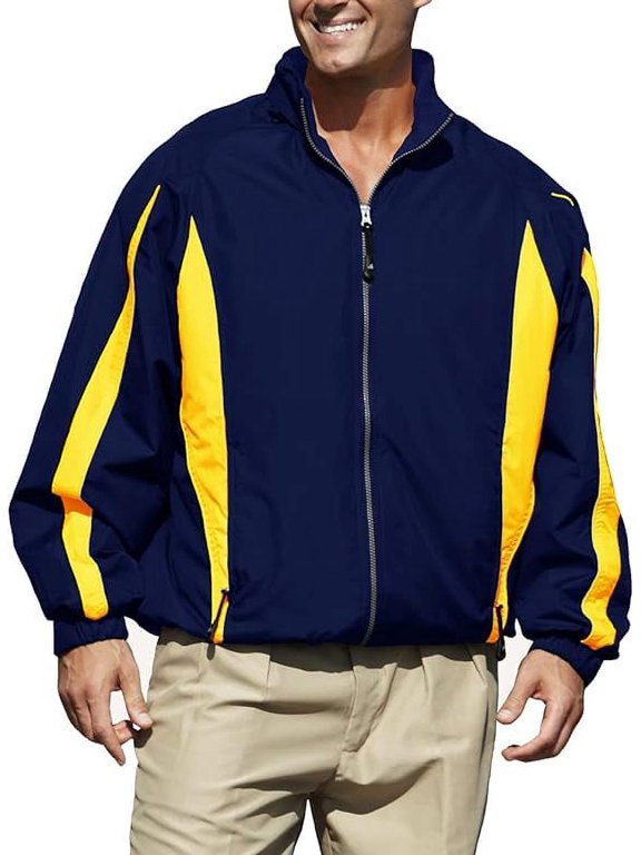 Men Phenom 833 Long-Sleeves Jacket (Navy & Gold, XX-Large)