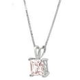 thumbnail image 2 of 2 ct Brilliant Princess Cut Solitaire Simulated Pink Diamond 14k White Gold Pendant with 16" Chain, 2 of 5