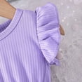 thumbnail image 6 of LYHaoo Girls' Summer Fly Sleeve Dress With Floral Mesh Trim Fashionable Round Neck Princess Dress For Toddlers,Princess Casual Dresses Sizes 9-12 Months Purple, 6 of 7