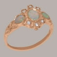 thumbnail image 3 of LBG British Made 18k Rose Gold Natural Opal & Diamond Womens Anniversary Ring - 33 size options - Size 8.75, 3 of 5