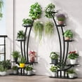 thumbnail image 2 of Tribesigns 6-Tier Tall Indoor Plant Stand Pack of 2, Metal Curved Display Shelf with 2 Hanging Hooks,Black, 2 of 7