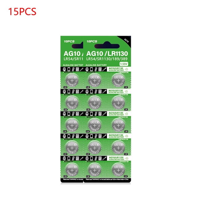 Pilas alcalinas de botón para reloj y juguetes, AG10 LR54, 1,55 V, SR54, 389, 189, LR1130, SR1130