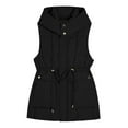 thumbnail image 4 of Winter Jackets for Women Women Longline Quilted Vest With Drawstring Waist Hooded Sleeveless Jacket For Winter Warmth And Style Winter Coats for Women, 4 of 4