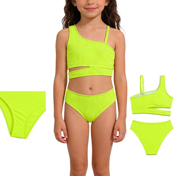 Kids Girls Swimsuits Girls Swimsuit With Shorts Two Piece Set Kids Bathing Suits Girl Bathing Suits Size 9-10 Years