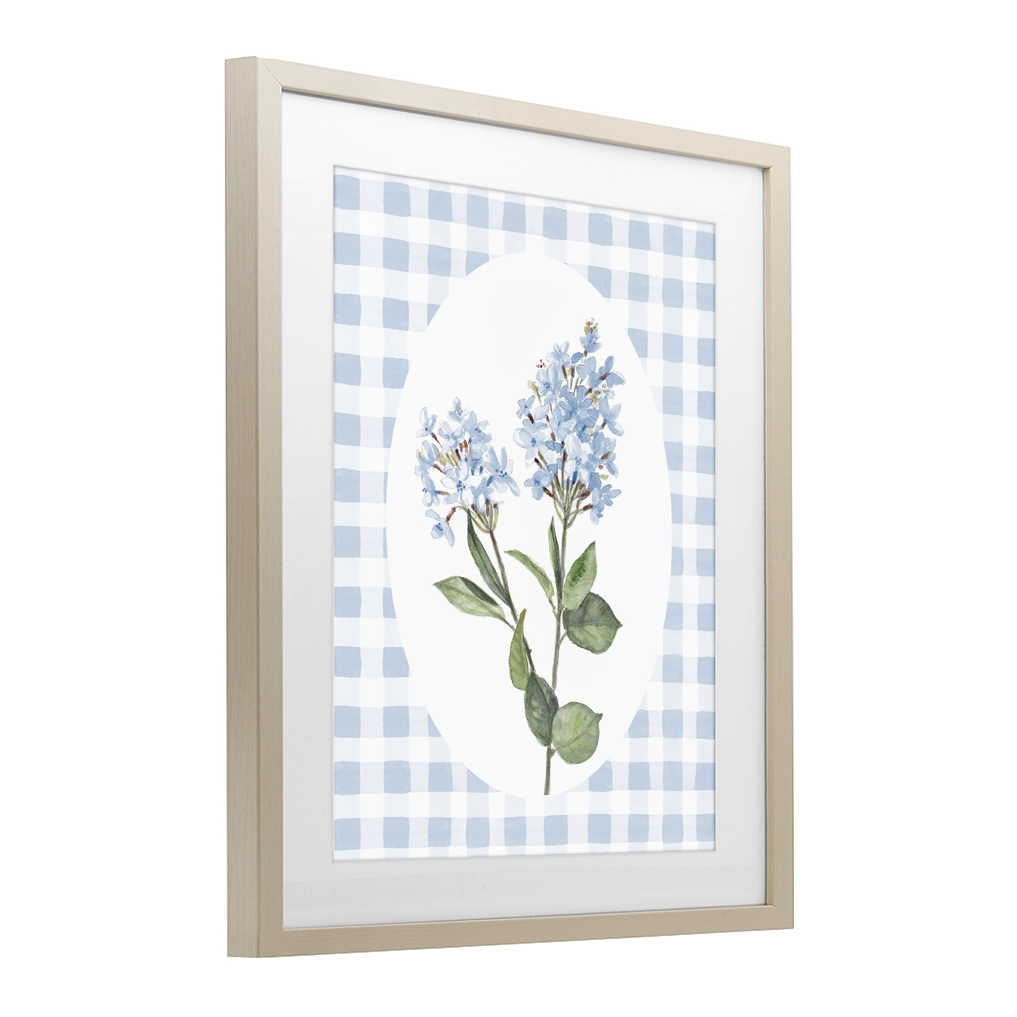 Stupell Industries Blue Checkered Blooms Birch Framed Print Under Glass, design by Lanie Loreth