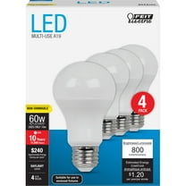 Feit Electric 10 Watt (60W Equivalent) 5K Daylight A19 Non-Dimmable Gen Purpose LED Light 4 Pack