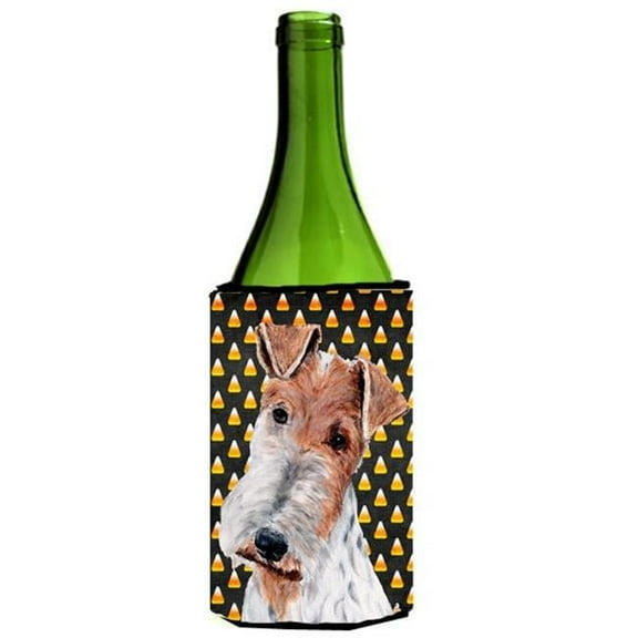 Wire Fox Terrier Candy Corn Halloween Wine bottle sleeve Hugger  24 Oz.