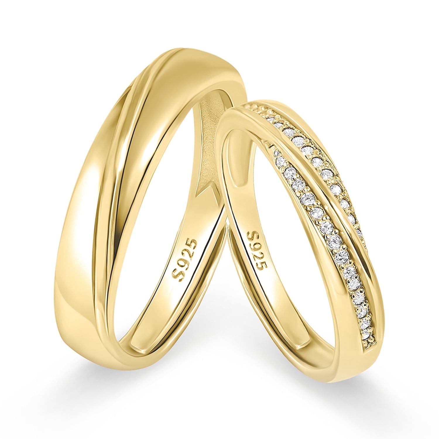 Meissa Gold Twisted Wedding Bands, Adjustable Couple Rings Set, Gold Promise Bands for Men Women Anniversary, 5.5-12.5