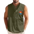 thumbnail image 1 of Camisetas de Verano para Hombre, Corbata Casual de Color Sólido sin Mangas Cuello Redondo Camiseta de Camiseta Hecha de 60% Algodón 40% Lino, Bajo Camisetas para Hombres, 1 of 3