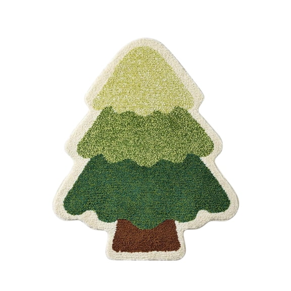 LanSuare Christmas Flannel Floor Rug, Washable Soft Xmas Tree Shape Rug with Absorbent Non-Slip, for Bathroom Entrance and Bedroomf, Kitchen, Outdoor, Living Room