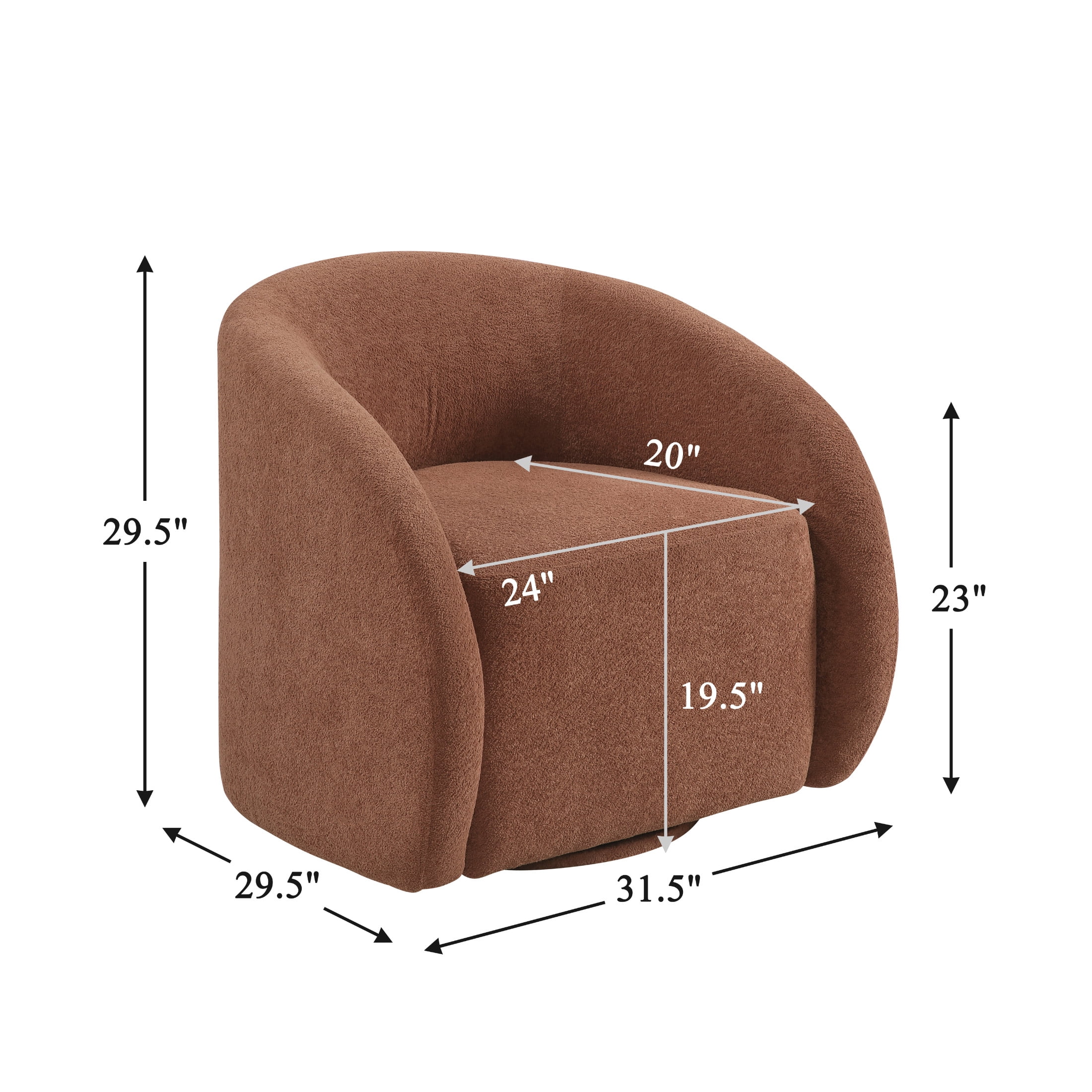 OakvillePark Lomi Contemporary Microfiber Swivel Chair, Rust