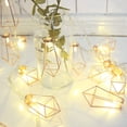 thumbnail image 6 of DYstyle 9.8 FT 20 LEDs Diamond Geometric Metal String Lights,4.9FT 10 LEDs Gold Bohemian Fairy Lights Decor for Indoor Wedding Party Bedroom Christmas, 6 of 6