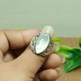 thumbnail image 2 of Mother of Pearl Gemstone Large White Stone 925 Sterling Silver Statement Ring Gift Jewelry for Men and Women, 2 of 5